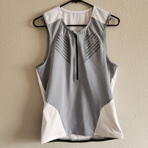 ROKA Men's  Aero Sleeveless Tri Top Triathlon Jersey Half-Zip Grey XL